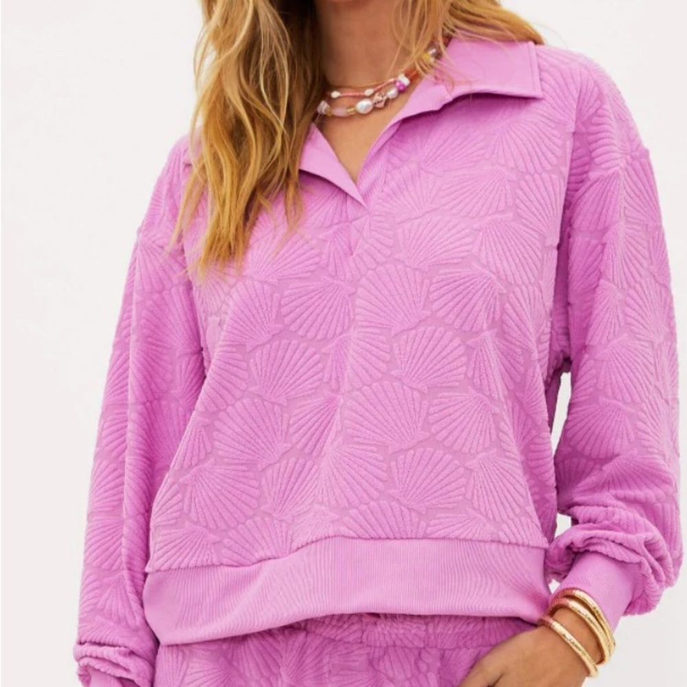 Beach Riot Martina Polo pullover in the‎ color Shell Pink Size Medium